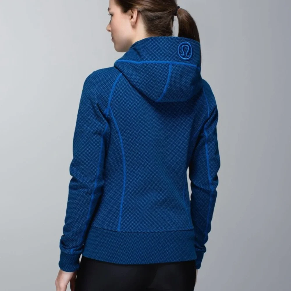 Lululemon Scuba Hoodie Double Diamond Baroque Blue Size 6 Preloved Condition